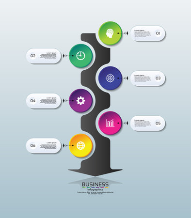 Gradient design circular infographic business with 6 stepのイラスト素材