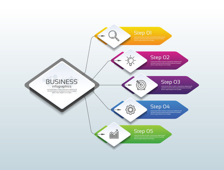 Gradient design infographic business with 5 stepのイラスト素材