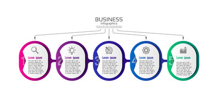 Gradient design infographic business with 5 stepのイラスト素材
