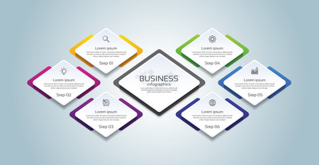 Gradient design infographic business with 6 stepのイラスト素材