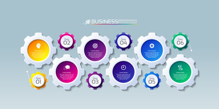 Gradient design infographic business for abstract background with 6 stepのイラスト素材