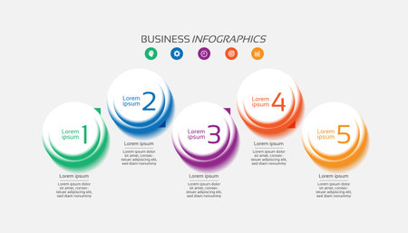 Presentation business infographic template circle elements gradient with 5 stepのイラスト素材
