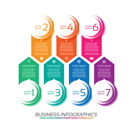 Presentation business infographic template circle elements gradient with 7 stepのイラスト素材