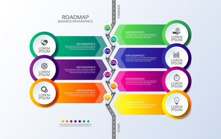 Vector Roadmap infographics template icons designのイラスト素材