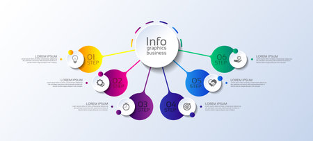 Circular diagram infographic business template icons designのイラスト素材