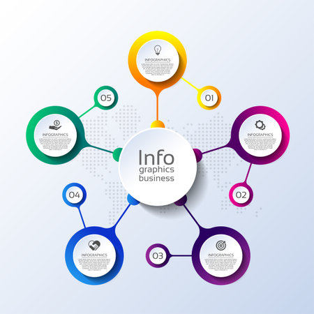 Circular diagram infographic business template icons designのイラスト素材