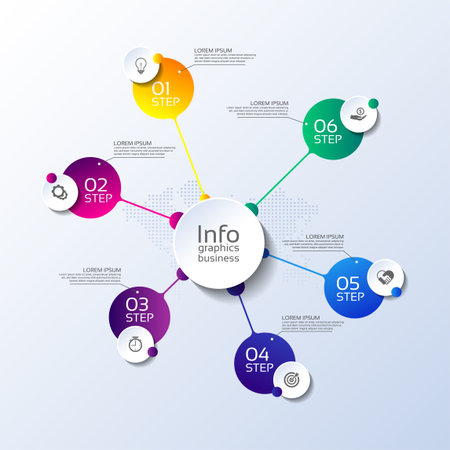 Circular diagram infographic business template icons designのイラスト素材