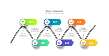 Business colorful infographic timeline template designのイラスト素材