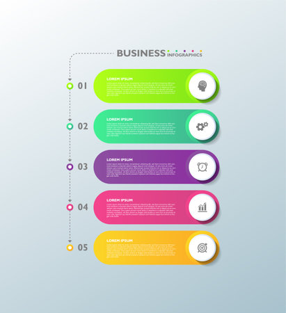 Steps infographics business colorful elementsのイラスト素材