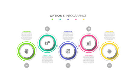 Steps infographics business colorful elementsのイラスト素材