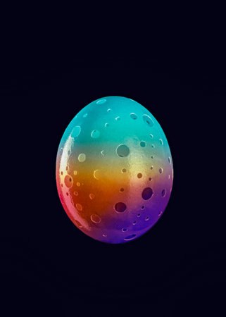 Rainbow color handcraft carved egg shell for special Easter holidayの写真素材