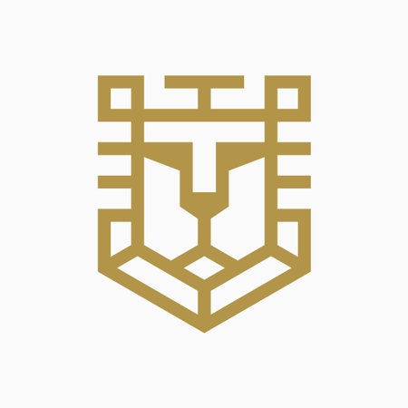 Lion shield logo and icon design vector.のイラスト素材