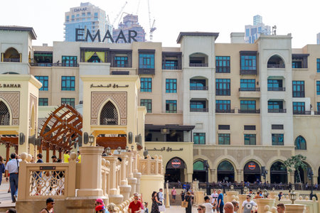 view of Dubai musical fountain squareのeditorial素材