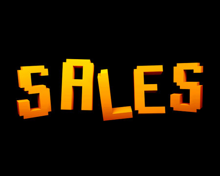 Sales 3d flyer, banner or poster with shiny futuristic meccano effect in yellow and red color. Building kit style. Isolated on black background. For shops, Sales campaign, Black Friday etcの写真素材