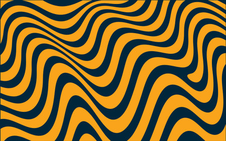 A vibrant abstract background featuring undulating flowing lines in alternating shades of orange and...