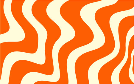 A vibrant abstract background featuring flowing wavy lines in shades of orange and cream