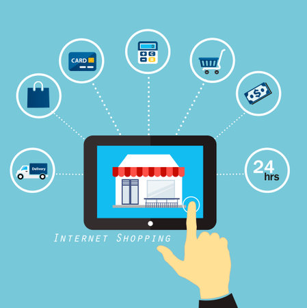 Internet shopping Mobile order in Flat style のイラスト素材