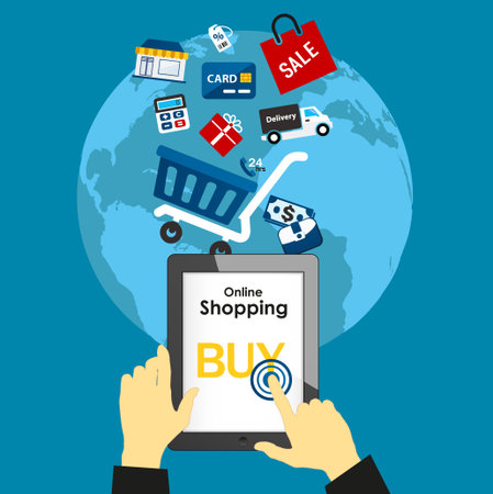 Online Shopping set concept in flat design のイラスト素材