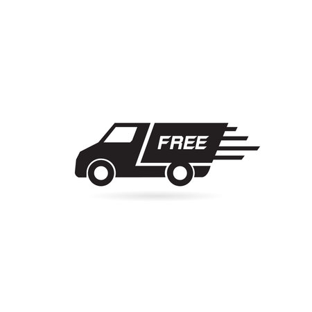 Fast shipping delivery truck icon on white backgroundのイラスト素材