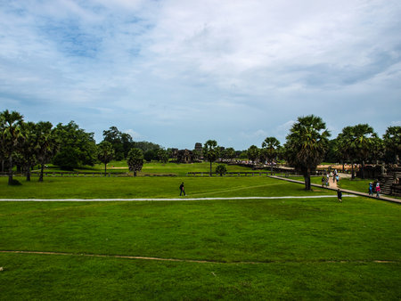 Cambodia Angkor Wat Khmer Asia tourist attraction pathway archaeologicalsite traveler people sky lawn Castle Rock tree grass 2のeditorial素材