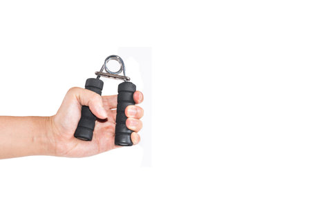 The man's hand handle with handgripの写真素材