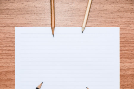 White line paper with  pencil  to plan for your business, top viewの写真素材