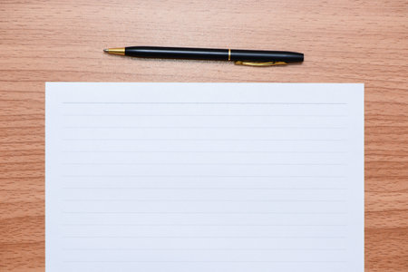 White line paper with luxury pen to plan for your business, top viewの写真素材