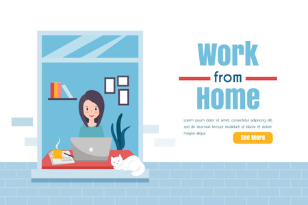Working from home concept in flat design styleのイラスト素材