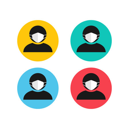A person with mask icon in flat styleのイラスト素材