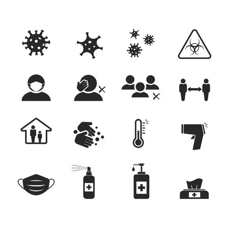 Vector icon set for Covid-19のイラスト素材