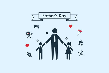 Greeting card for father's day with icon styleのイラスト素材
