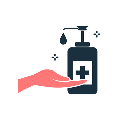 A hand with a sanitilizer vectorのイラスト素材