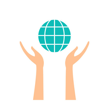 Isolated hands holding a globe on white gackgroundのイラスト素材