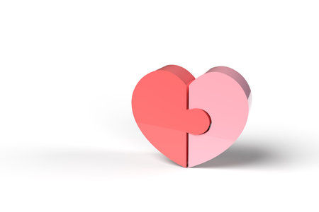 3D rendering of heart jigsaw piecesの写真素材