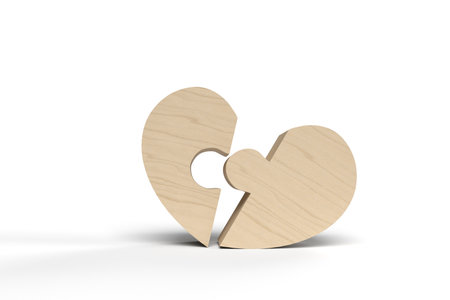 3D rendering of heart jigsaw piecesの写真素材