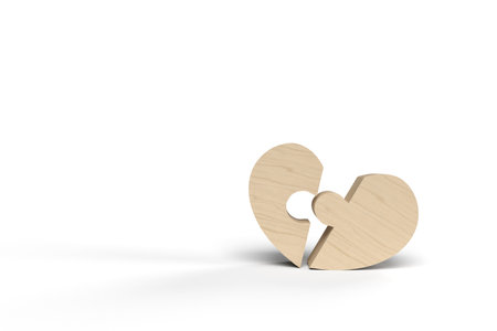 3D rendering of heart jigsaw piecesの写真素材