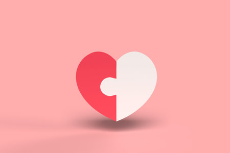 3D rendering of heart jigsaw piecesの写真素材