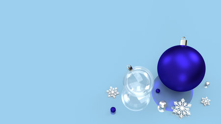 3D rendering Christmas background with balls and snowflakesの写真素材