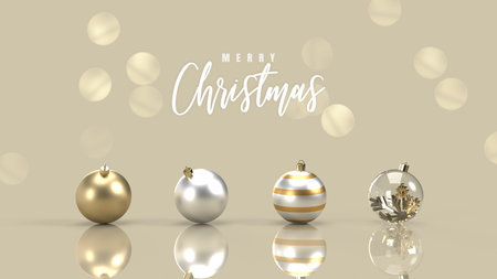 3D rendering Christmas background with balls and snowflakesの写真素材