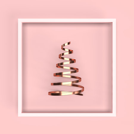 3D rendering illustration with metal Christmas treeの写真素材
