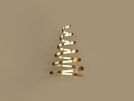 3D rendering illustration with metal Christmas treeの写真素材