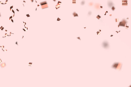 3D rendering of defocused flying confetti backgroundの写真素材