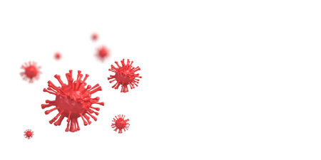 3D rendering of corona virus on white backgroundの写真素材