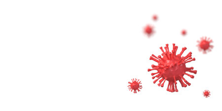 3D rendering of corona virus on white backgroundの写真素材