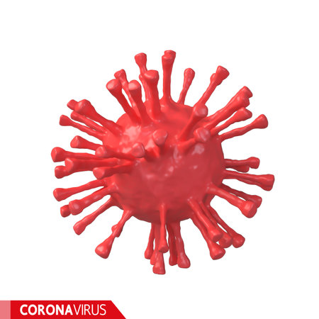 3D rendering of corona virus in cartoon style on white backgroundの写真素材