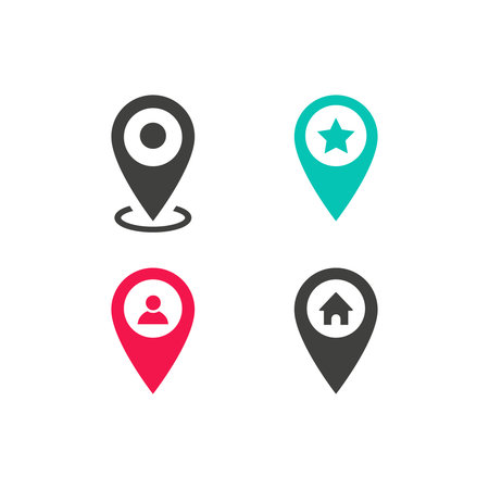 Set of icons for location and map indicationのイラスト素材