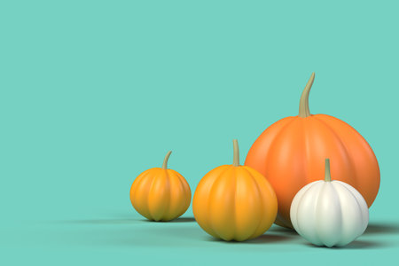 3D illustration of pumpkin backgroundの写真素材