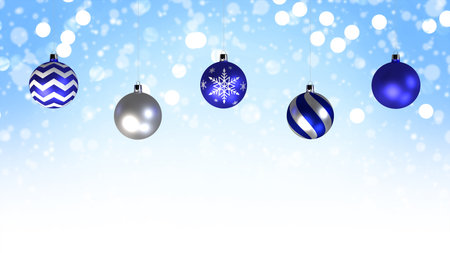 3D rendering Christmas ornament on blueの写真素材