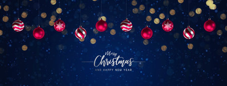 3D rendering Christmas ornament on blueの写真素材