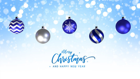 3D rendering Christmas background with ballsの写真素材